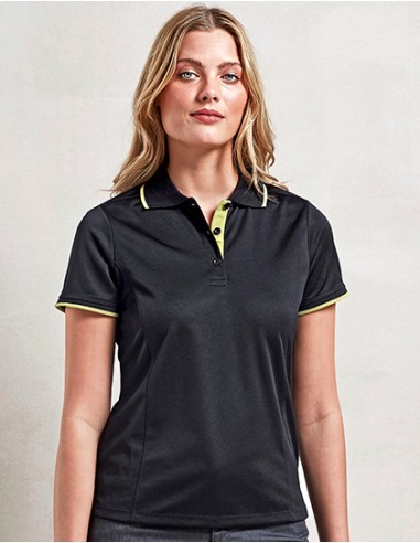 P-PR619-Womens Contrast Coolchecker® Polo